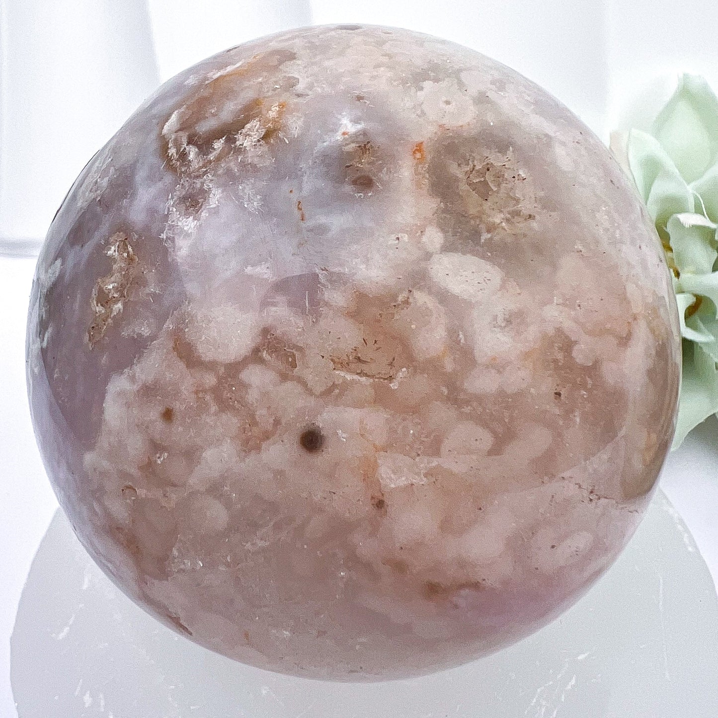 Pink Flower Agate Spheres with Druzy