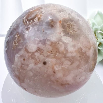 Pink Flower Agate Spheres with Druzy