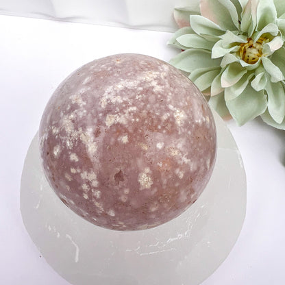 Pink Flower Agate Spheres with Druzy