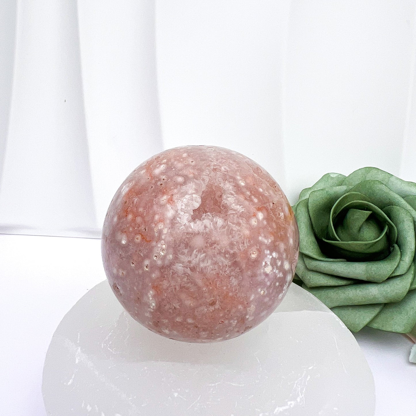 Pink Flower Agate Spheres with Druzy