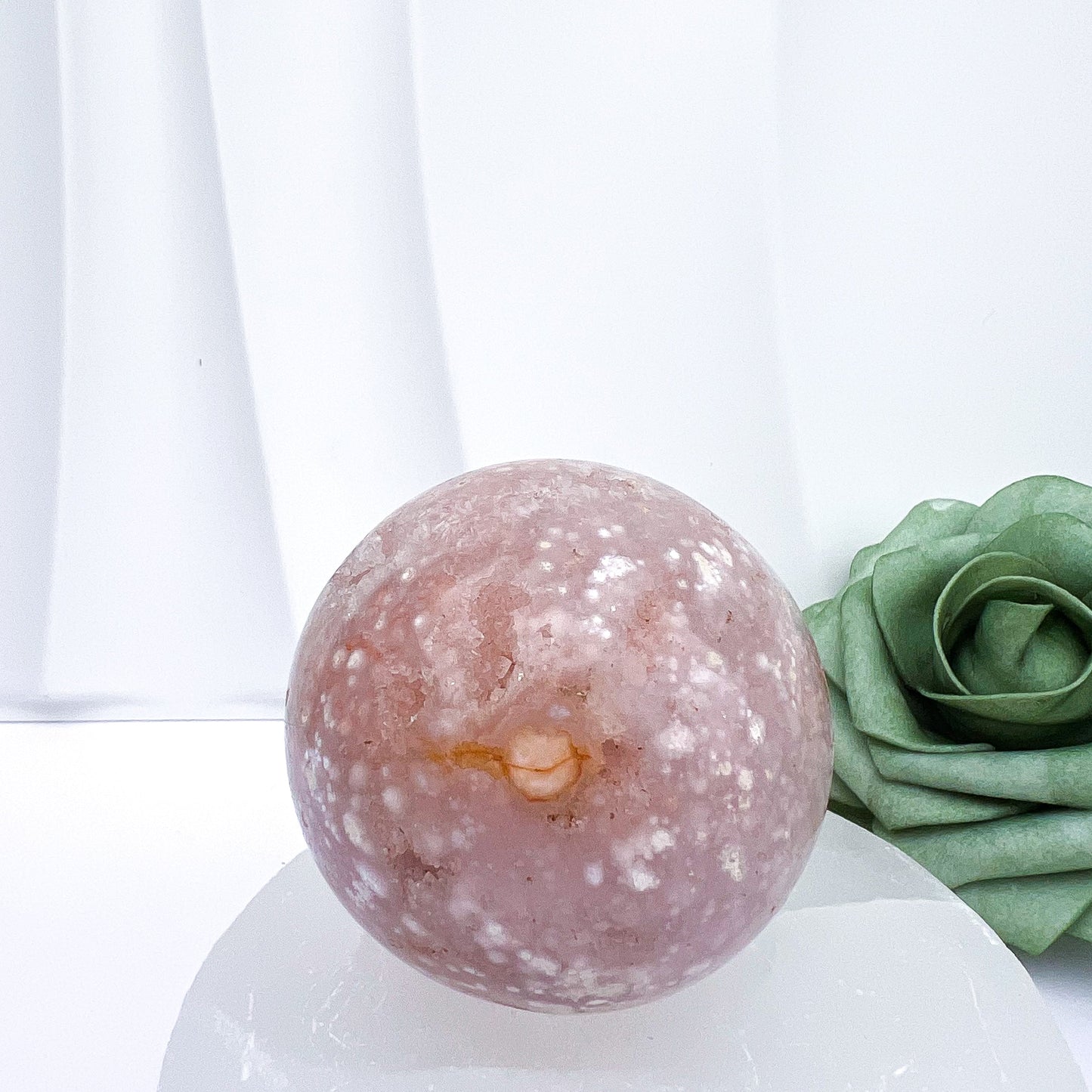 Pink Flower Agate Spheres with Druzy