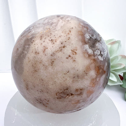 Pink Flower Agate Spheres with Druzy