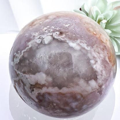 Pink Flower Agate Spheres with Druzy