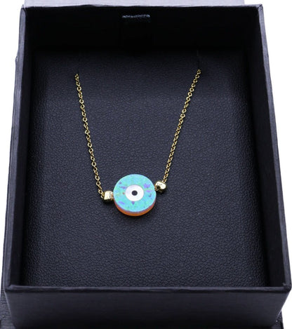 Pink Opalite Evil Eye Bracelet – Dual - Tone Glow – 14K Gold Plated Chain with 925 Silver Core – Adjustable Protective Jewelry