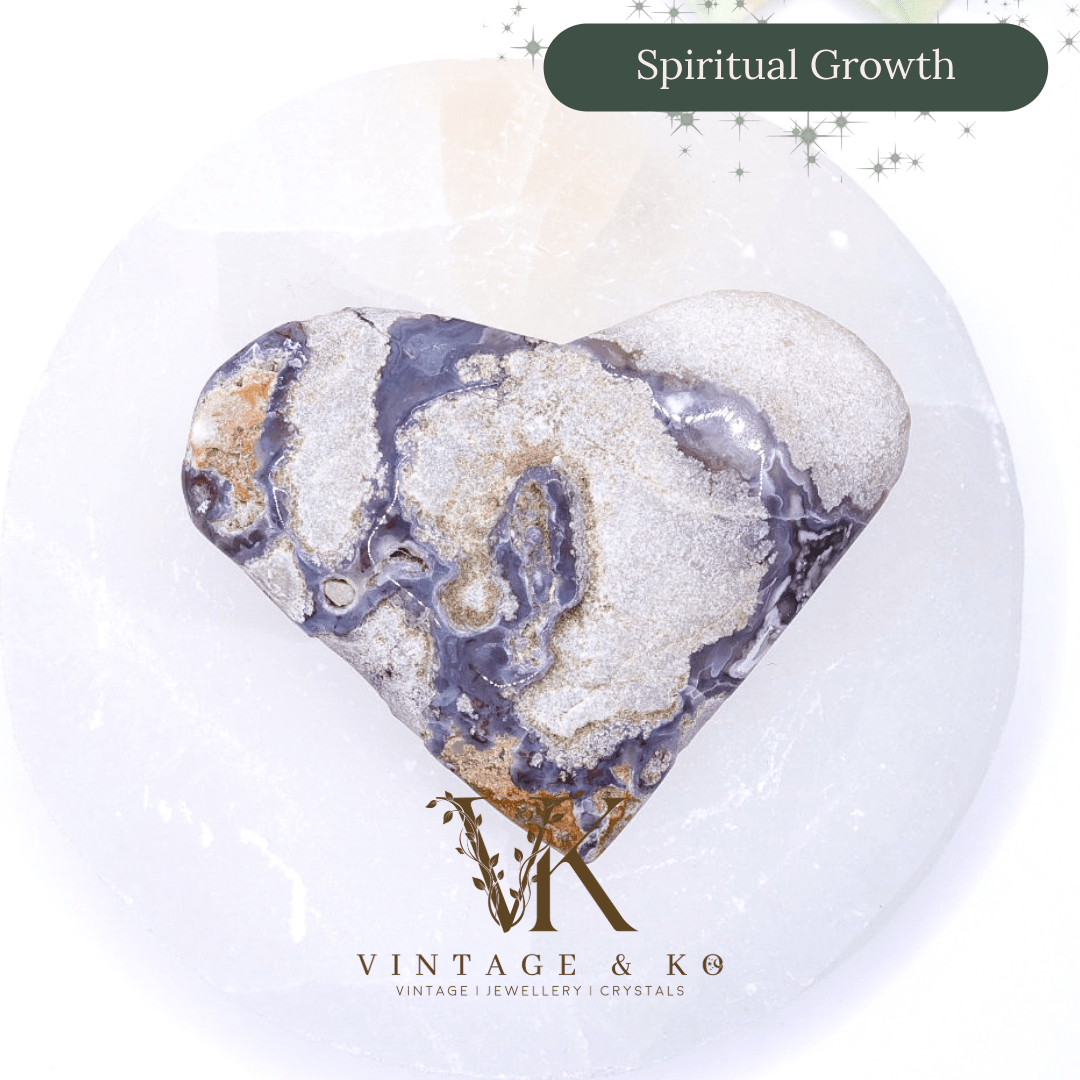 Purple Vug Agate Heart 83g Medium Size 7cm | 1