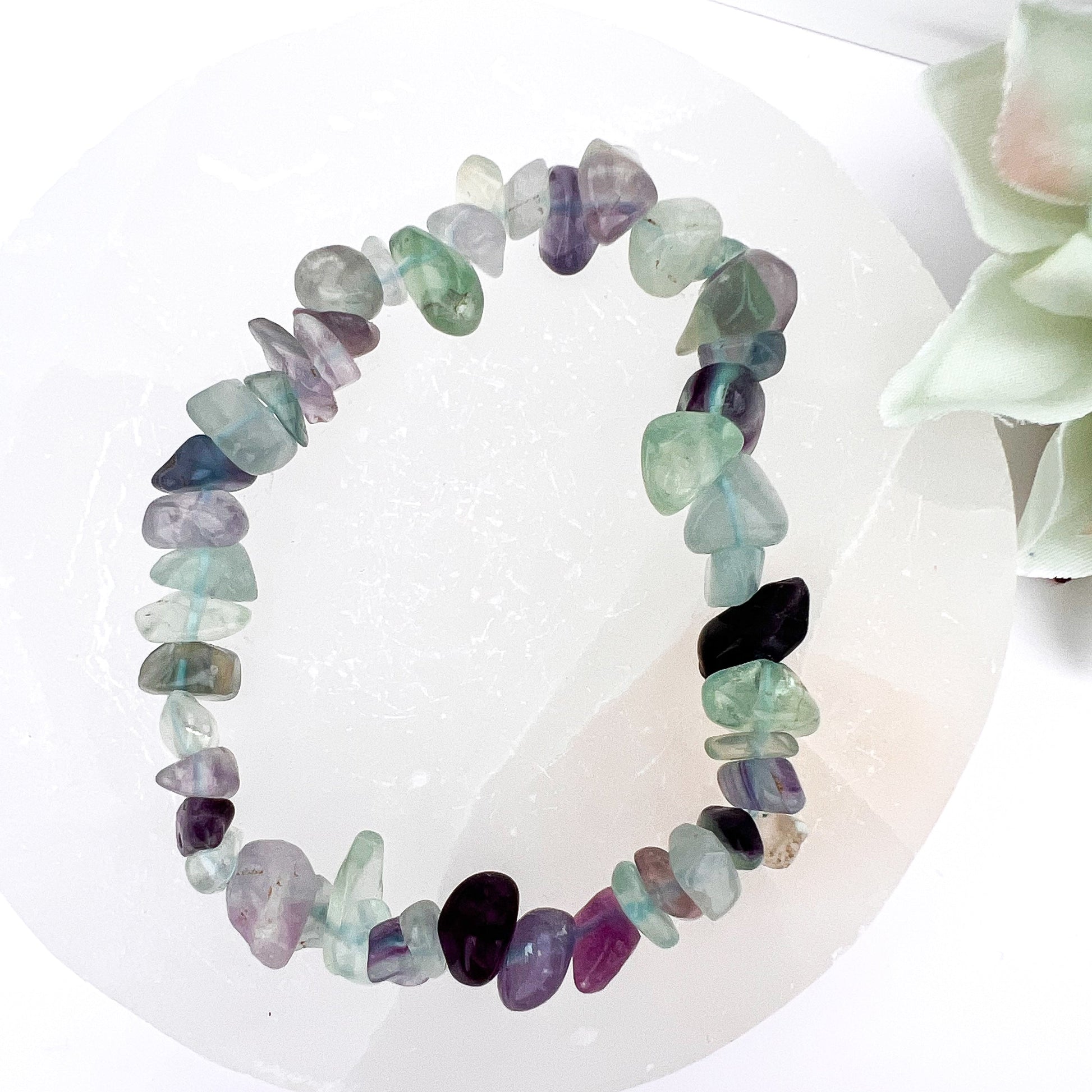 Rainbow Fluorite Crystal Chip Bracelet