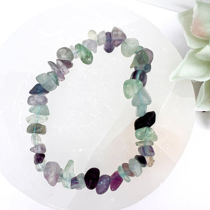 Rainbow Fluorite Crystal Chip Bracelet