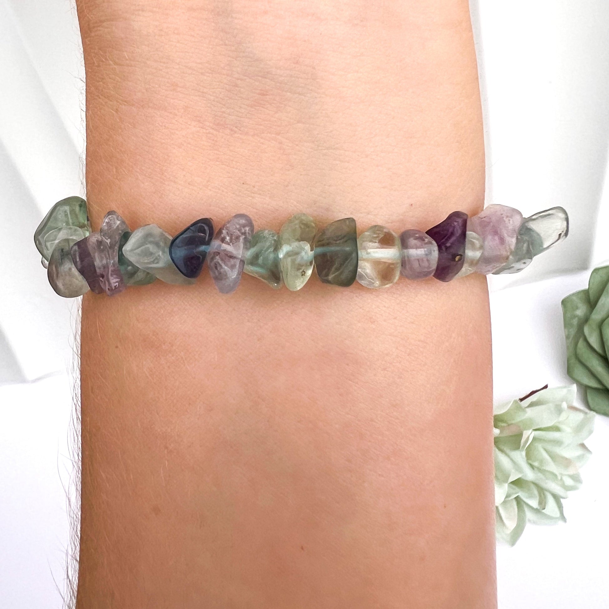 Rainbow Fluorite Crystal Chip Bracelet