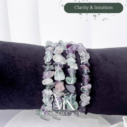 Rainbow Fluorite Crystal Chip Bracelet