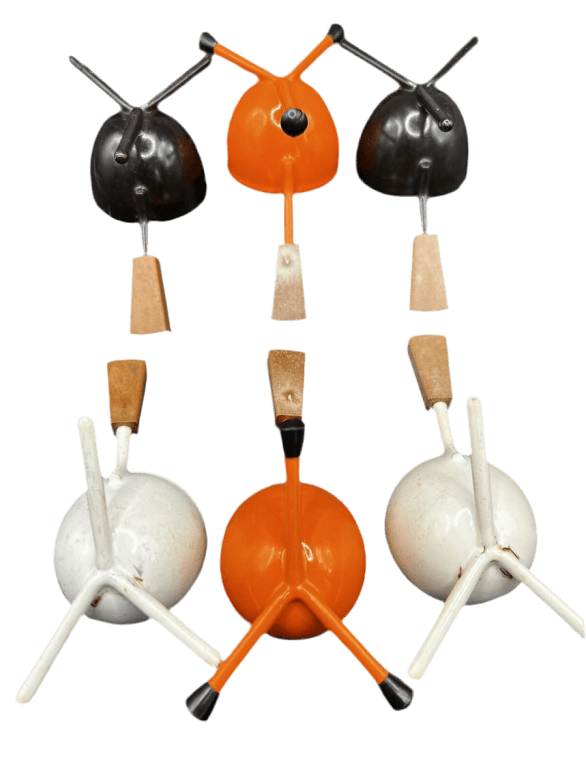 Rare Set Of 6 Tripod Egg Cups Mid - Century Modern, Retro Kitchen Accessories