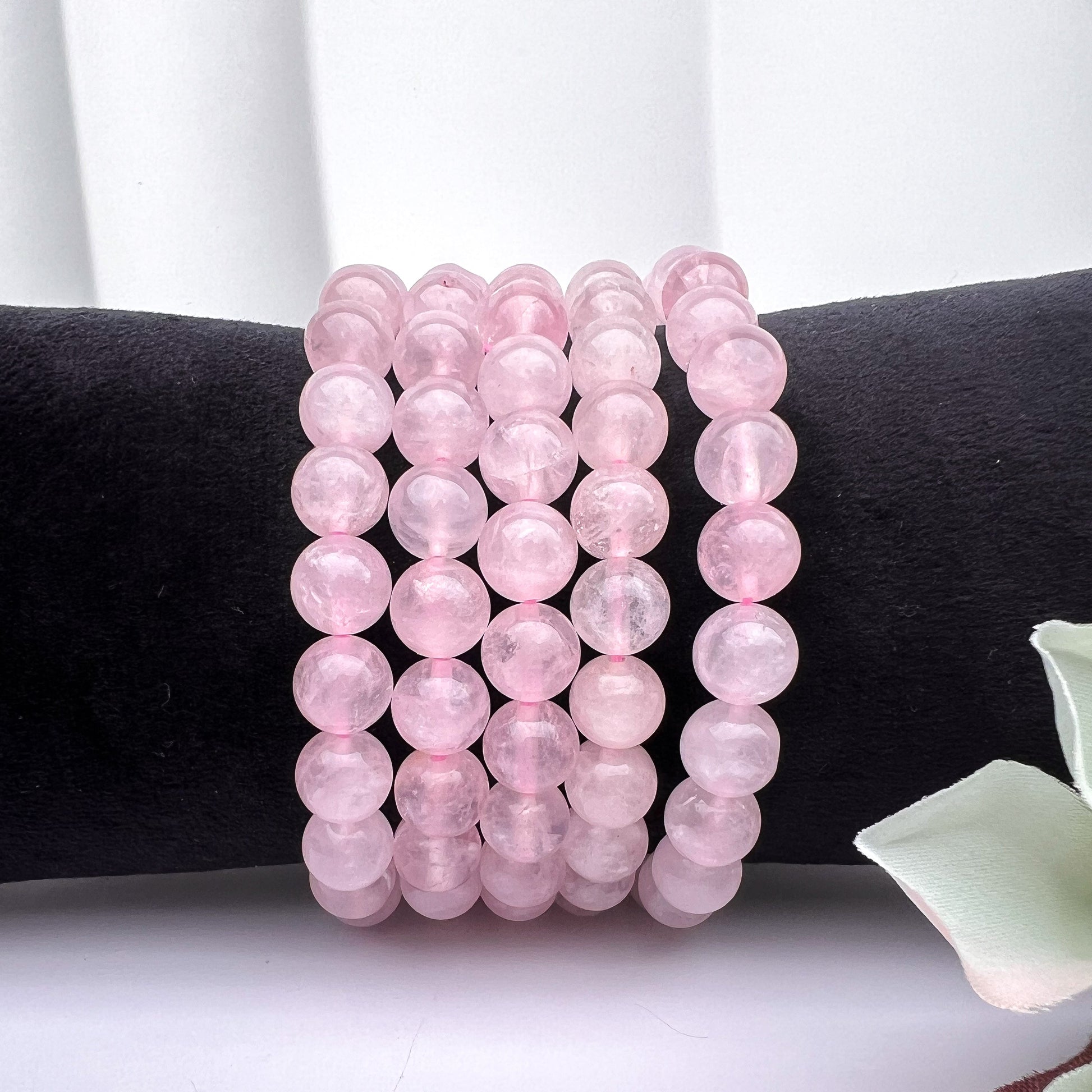 Rose Quartz 8mm Beaded Crystal Bracelet