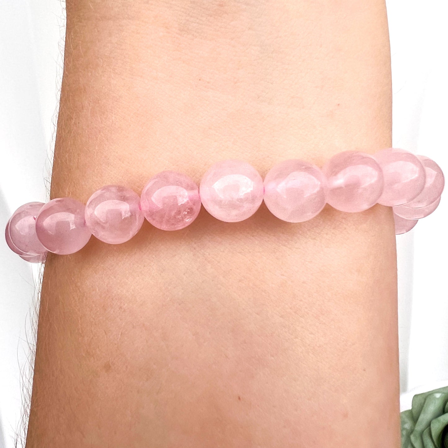 Rose Quartz 8mm Beaded Crystal Bracelet