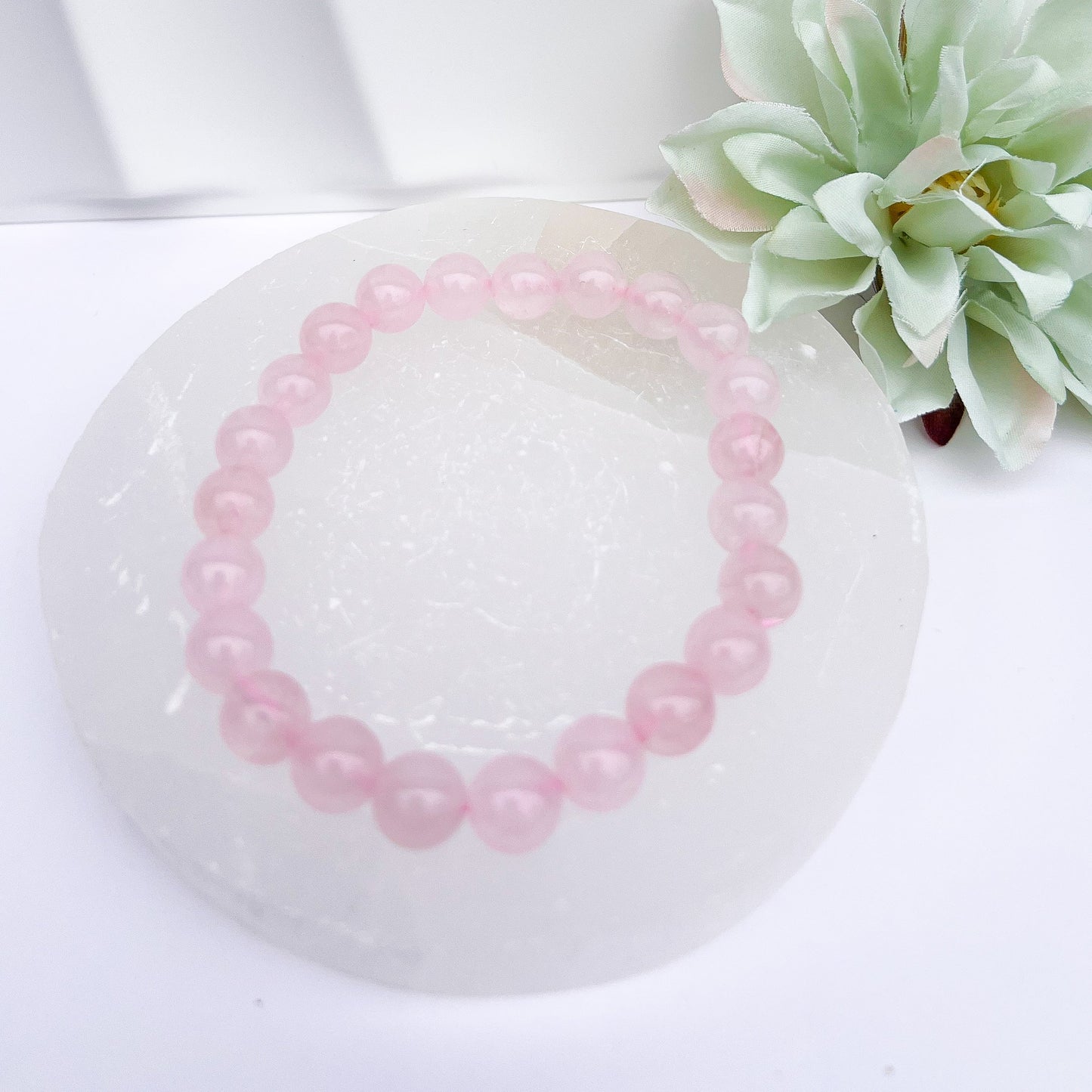 Rose Quartz 8mm Beaded Crystal Bracelet