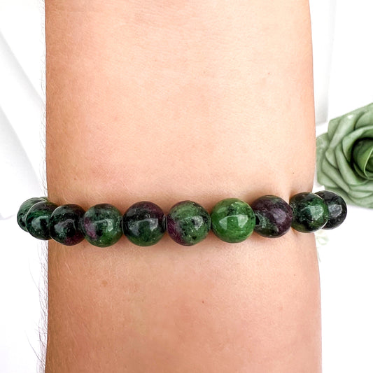Ruby Zoisite 8mm Beaded Crystal Stretch Bracelet