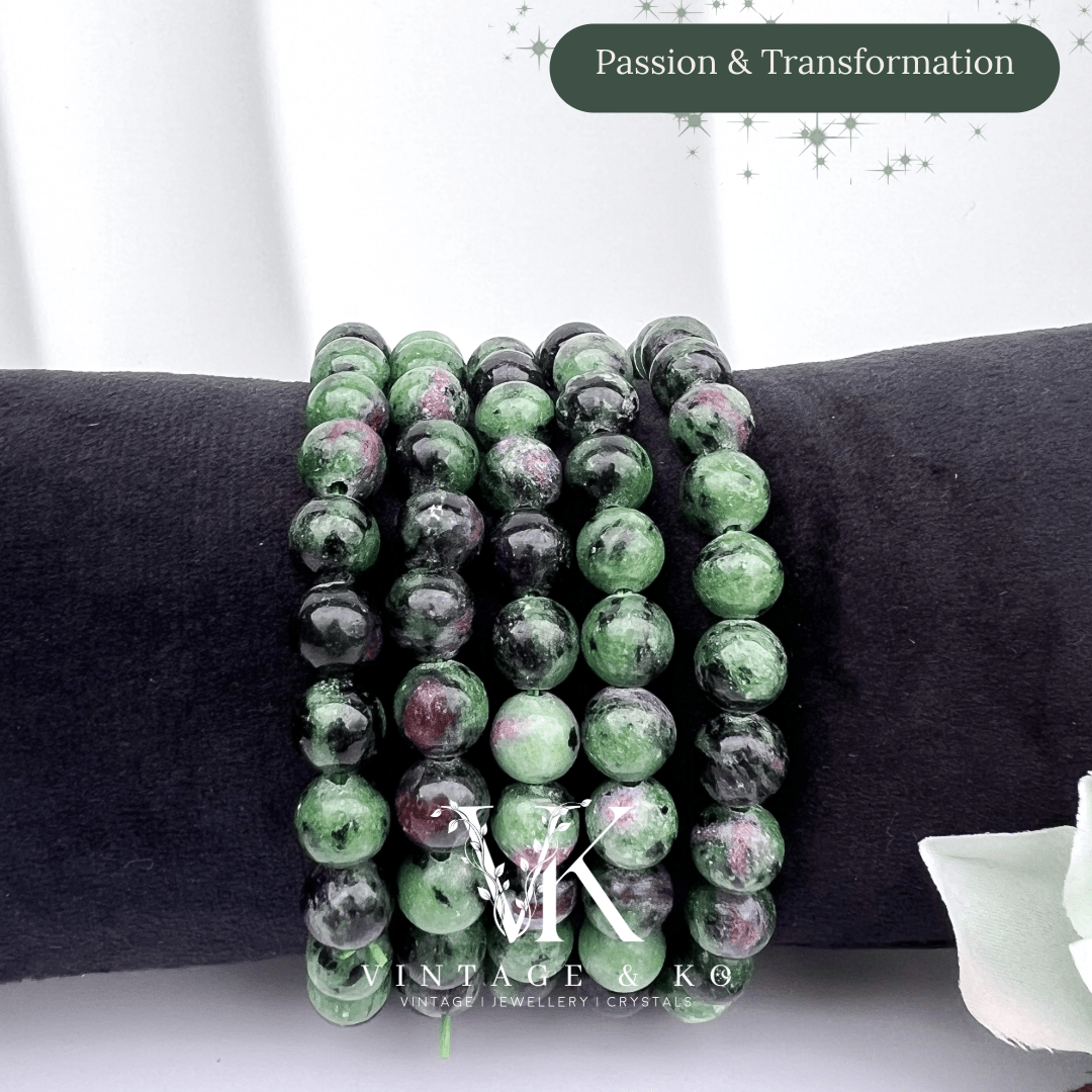 Ruby Zoisite 8mm Beaded Crystal Stretch Bracelet