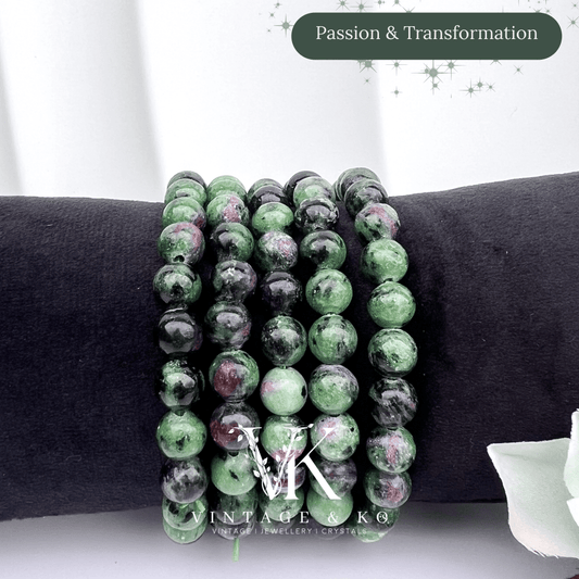 Ruby Zoisite 8mm Beaded Crystal Stretch Bracelet