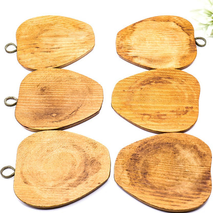 Rustic Wooden Apple Coasters Set of 6, Cork Backed With Leather Strap and Stand