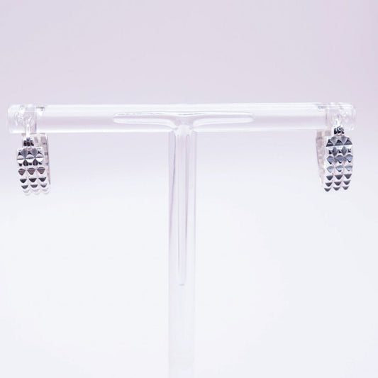 Silver Studded Hinge Back Hoop Earrings | .925 Sterling Silver