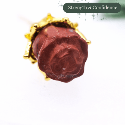 Single Red Jasper Rose Hair Stick