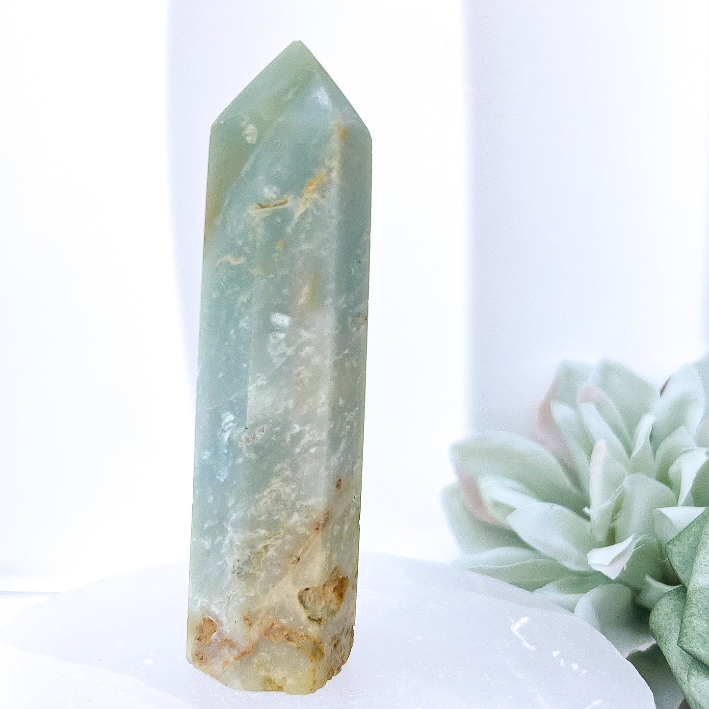 Imperfect Sky Blue Quartz (Chalcedony) Crystal Point Small 8cm | 2 (60g)