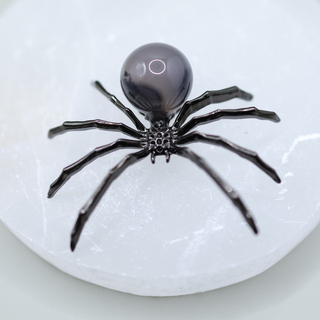 Spooky UV Reactive Volcano Agate Crystal Spider