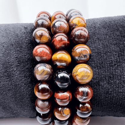Tigers Eye 8mm Beaded Crystal Bracelet