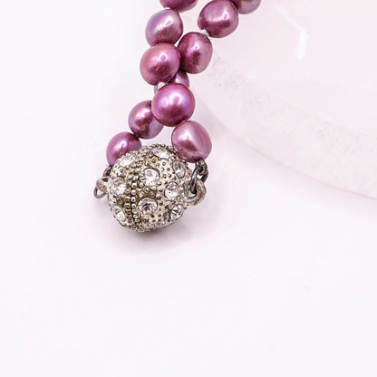 Unique Pearl Necklace Purple/Pink With Magnetic Clasp