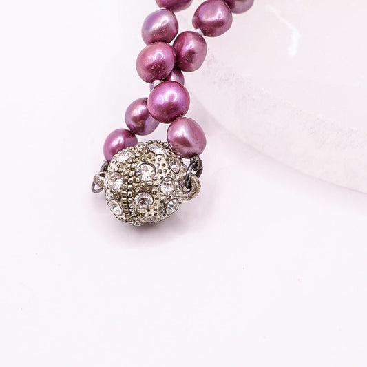 Unique Pearl Necklace Purple/Pink With Magnetic Clasp
