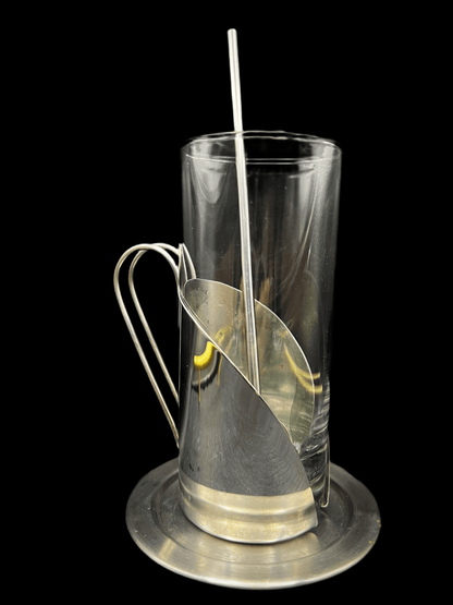 UV Reactive Set of 2 Cappuccino Glassed & 2 Stainless Steel Tall Coffee Cups