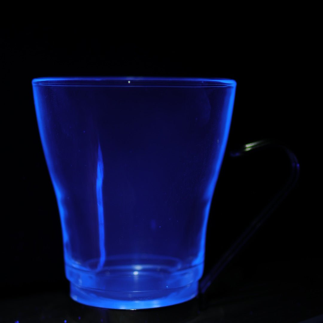 UV Reactive Set of 2 Cappuccino Glassed & 2 Stainless Steel Tall Coffee Cups