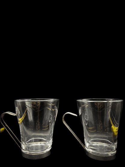 UV Reactive Set of 2 Cappuccino Glassed & 2 Stainless Steel Tall Coffee Cups