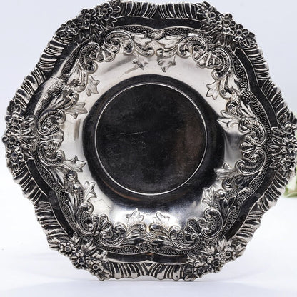 UV Reactive Vintage Polished Raimond Japan Silver Plated Espresso Cup & Saucer Set of 2