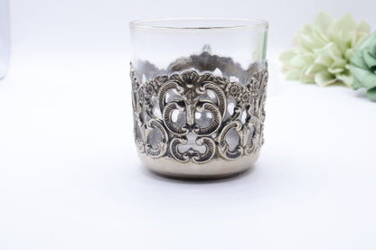 UV Reactive Vintage Polished Raimond Japan Silver Plated Espresso Cup & Saucer Set of 2