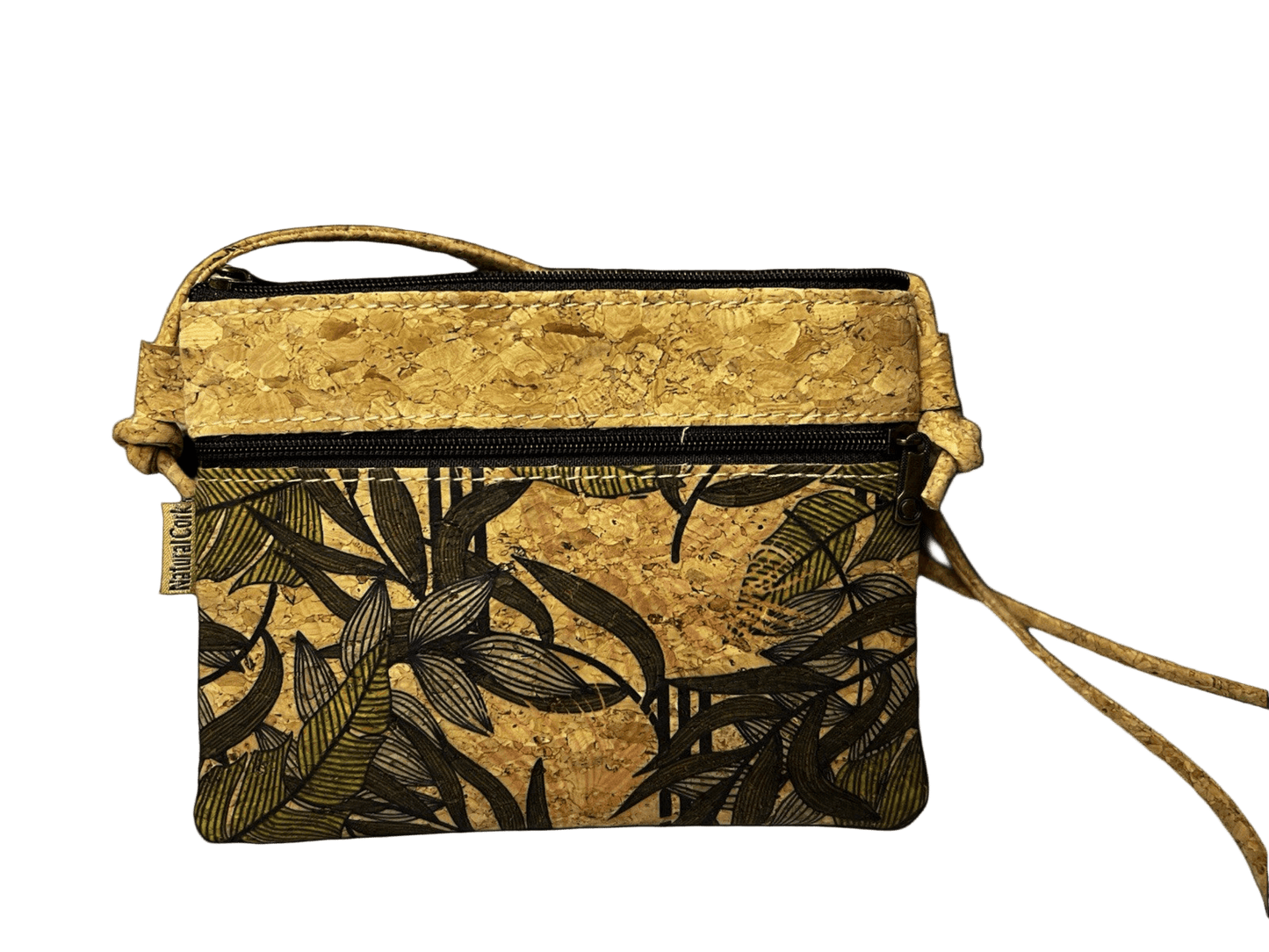 Vegan Eco Friendly Cork Crossbody, Tropical Casual Women’s Handbag With Strap