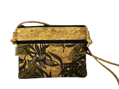 Vegan Eco Friendly Cork Crossbody, Tropical Casual Women’s Handbag With Strap