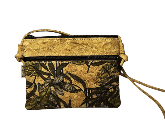 Vegan Eco Friendly Cork Crossbody, Tropical Casual Women’s Handbag With Strap