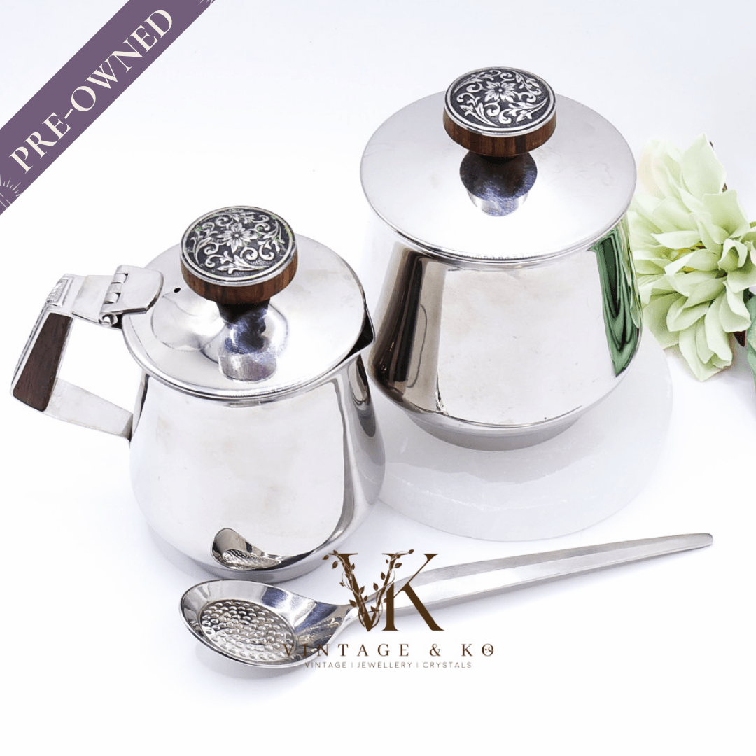 Vintage 18/10 Stainless Steel Milk & Creamer Set – Lucky Wood Japan