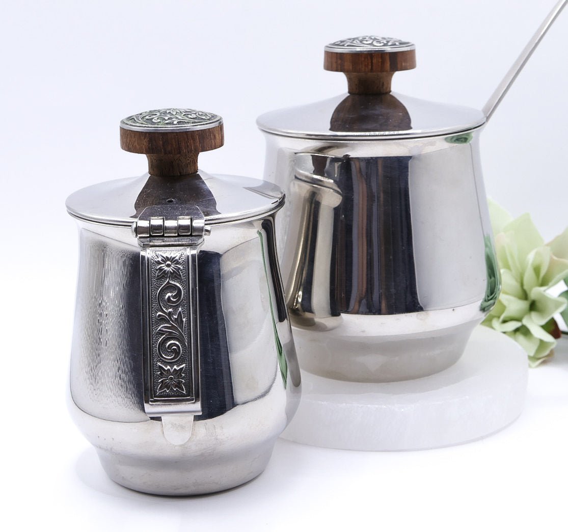 Vintage 18/10 Stainless Steel Milk & Creamer Set – Lucky Wood Japan