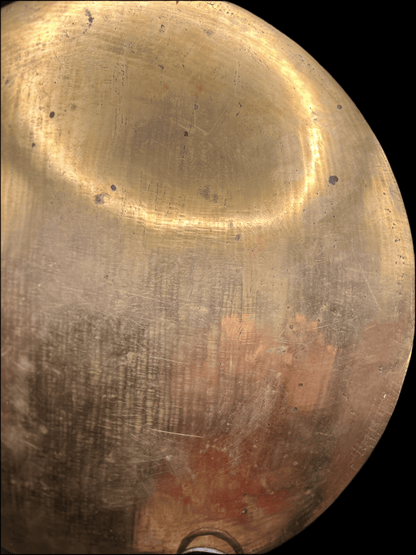 Vintage Asian Brass Tray – 38cm Raised Rim with Hand - Etched Motif & Timeworn Patina