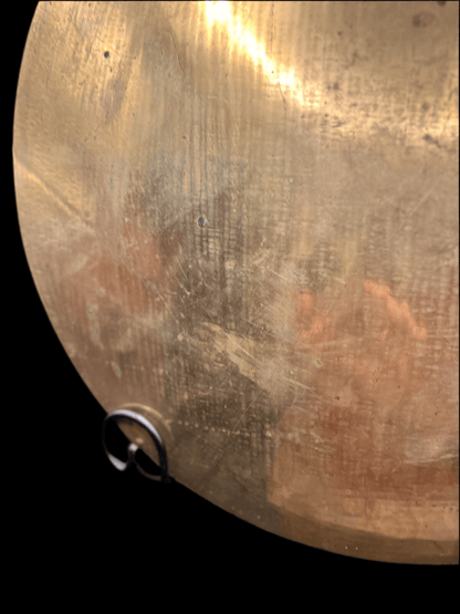 Vintage Asian Brass Tray – 38cm Raised Rim with Hand - Etched Motif & Timeworn Patina