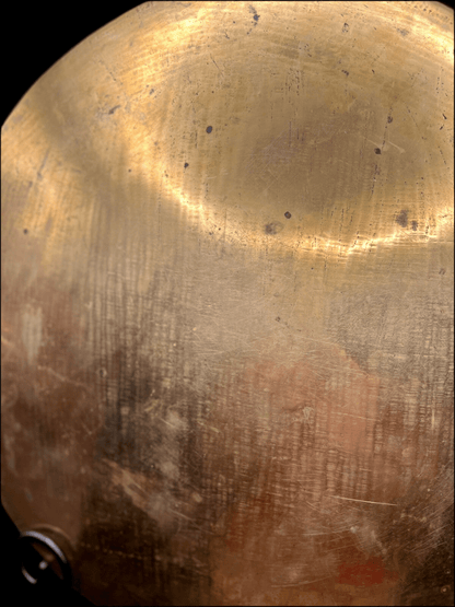 Vintage Asian Brass Tray – 38cm Raised Rim with Hand - Etched Motif & Timeworn Patina