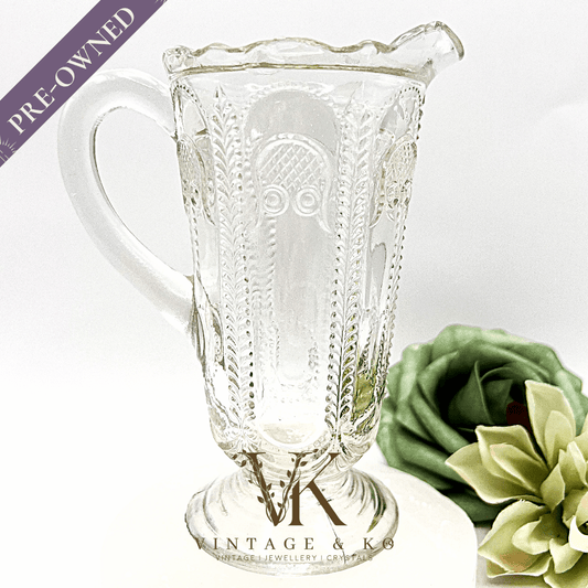 Vintage Depression Glass Owl & Feather Jug - No Lid