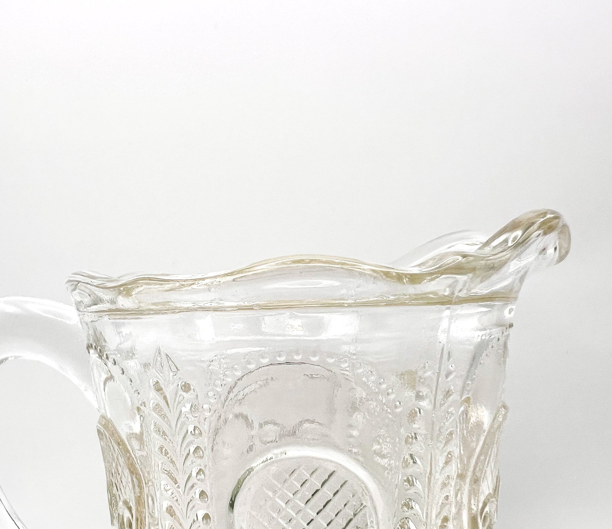 Vintage Depression Glass Owl & Feather Jug - No Lid