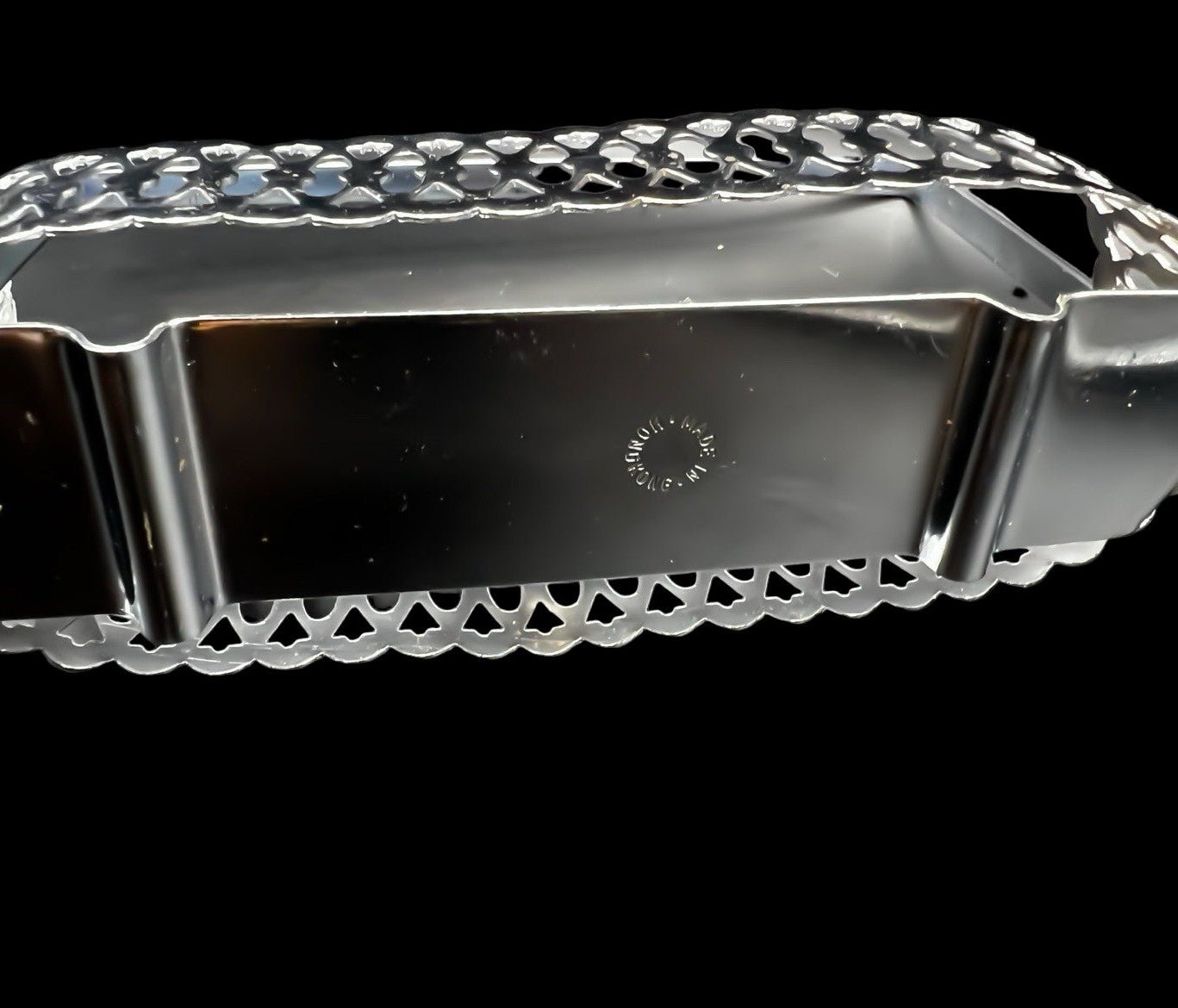 Vintage Glass Condiment Set Salt Pepper Sugar in Metal Caddy Stand Hong Kong