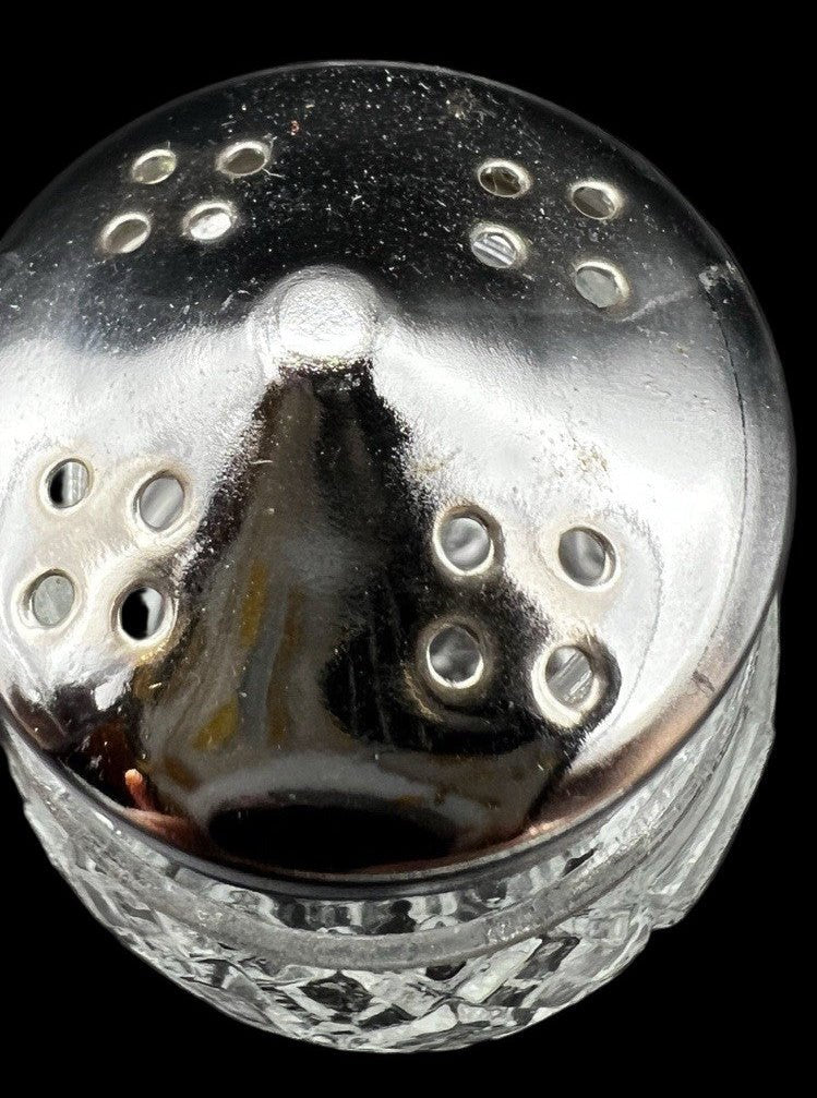 Vintage Glass Condiment Set Salt Pepper Sugar in Metal Caddy Stand Hong Kong