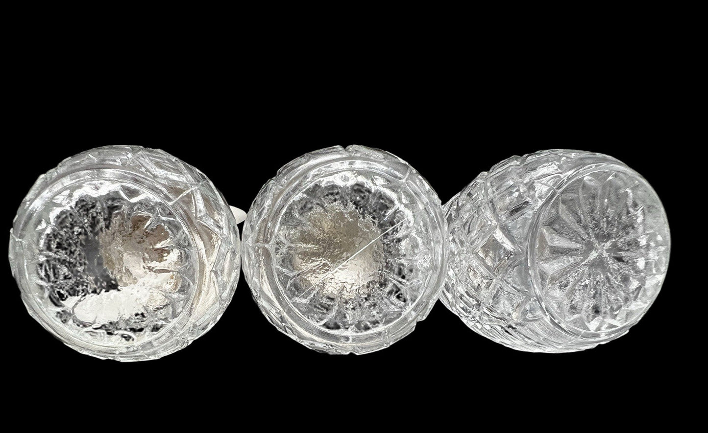 Vintage Glass Condiment Set Salt Pepper Sugar in Metal Caddy Stand Hong Kong