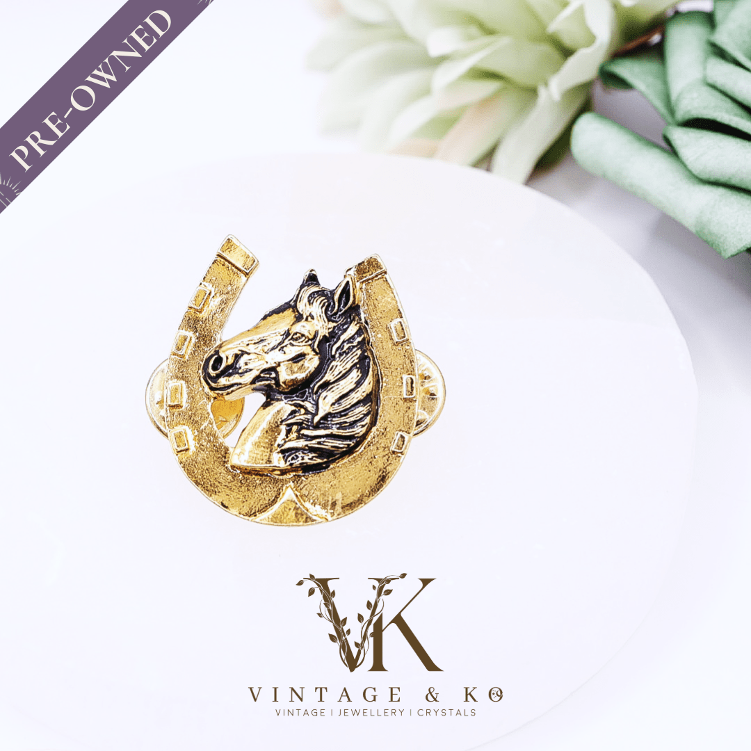 Vintage Golden Horseshoe Lapel Pin