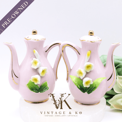 Vintage Japanese Pink Teapot Salt & Pepper Shakers