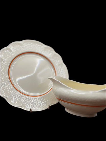 Vintage J.&G. Meakin Retro Gravy Boat Set with Plate - Sunshine REGº 56/073