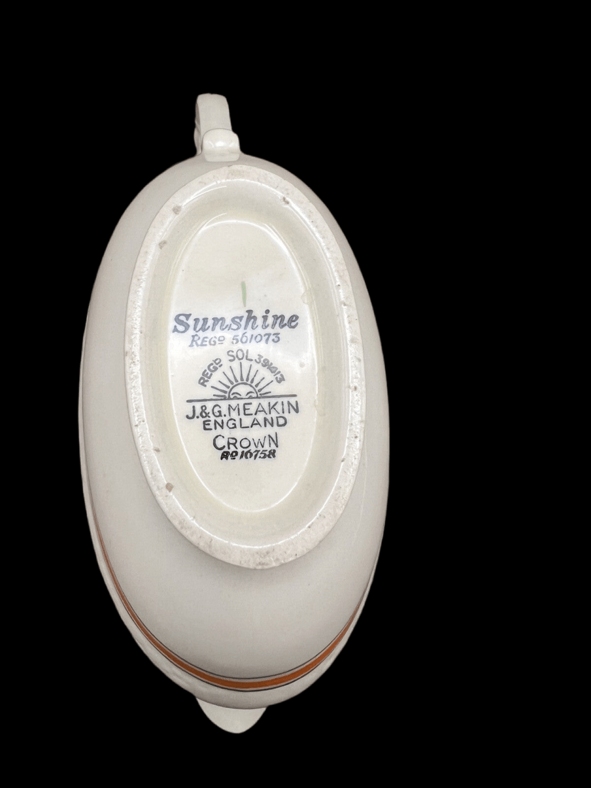 Vintage J.&G. Meakin Retro Gravy Boat Set with Plate - Sunshine REGº 56/073